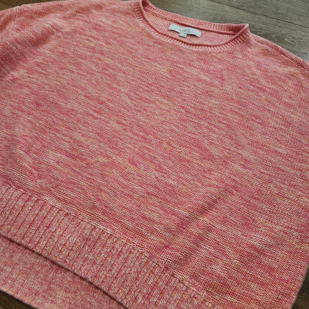 Loft women's coral cotton drop shoulder Sweater sz XL minimalistcore bohocore - Picture 6 of 9